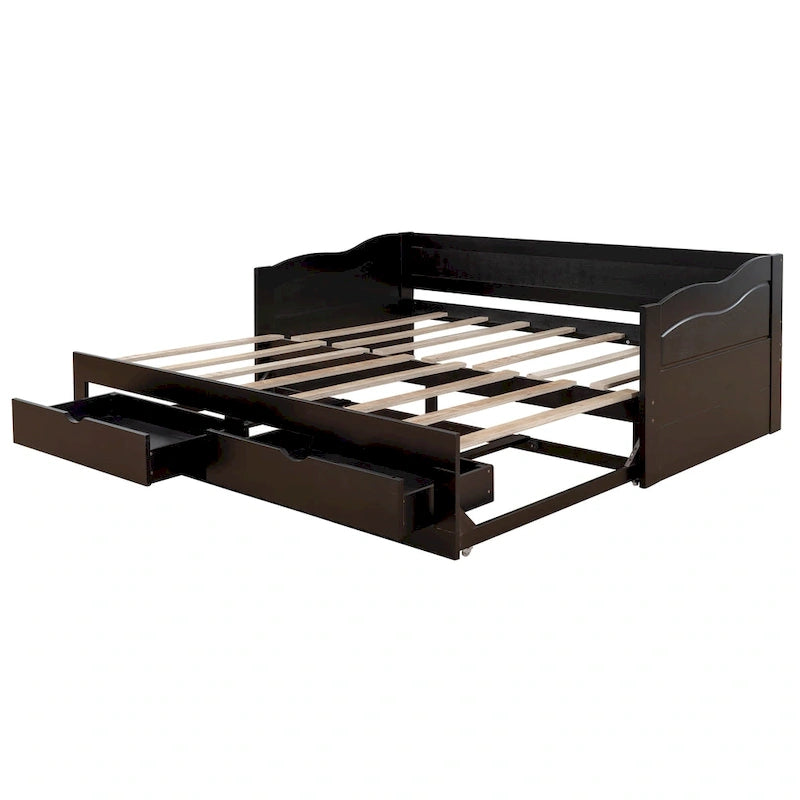 Twin Size Wooden Daybed with Storage Drawers