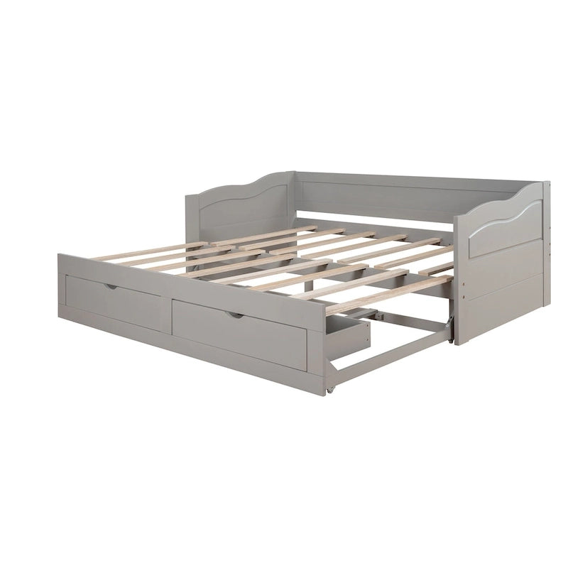 Twin Size Wooden Daybed with Storage Drawers