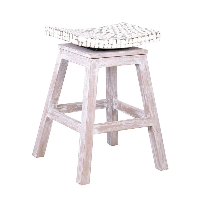 Coconut Shell Swivel Counter Stool, Mango Wood Base