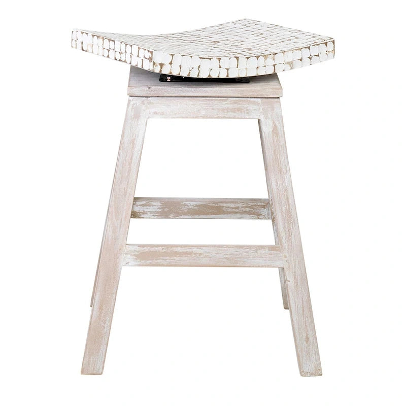 Coconut Shell Swivel Counter Stool, Mango Wood Base