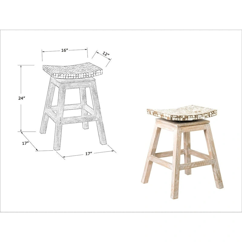 Coconut Shell Swivel Counter Stool, Mango Wood Base