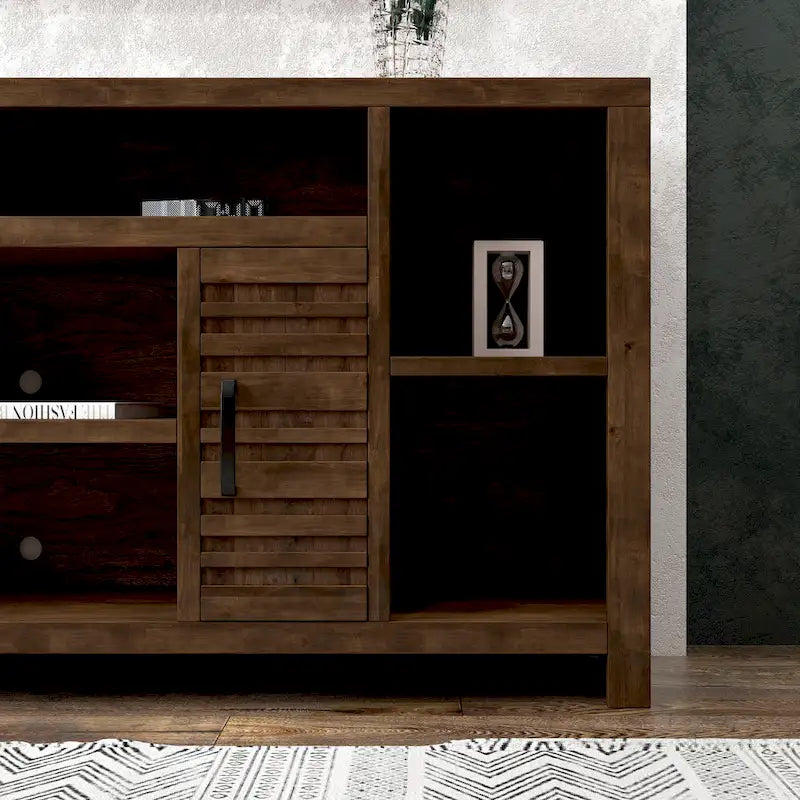 TV Stand Console 74 Inch for TVs up to 85 Inches Whiskey Finish Wood