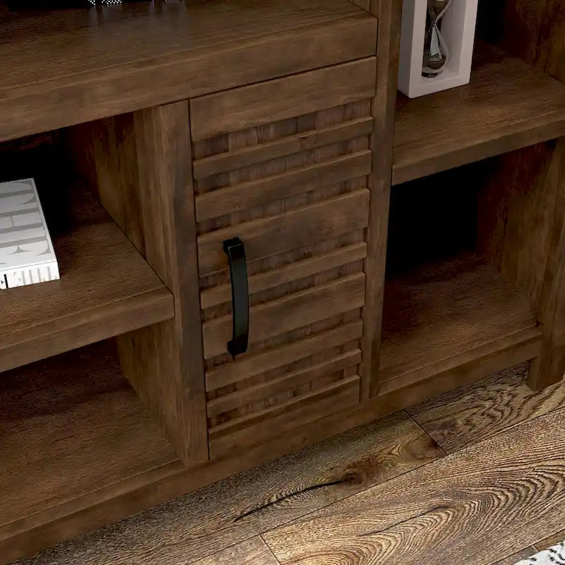 TV Stand Console 74 Inch for TVs up to 85 Inches Whiskey Finish Wood