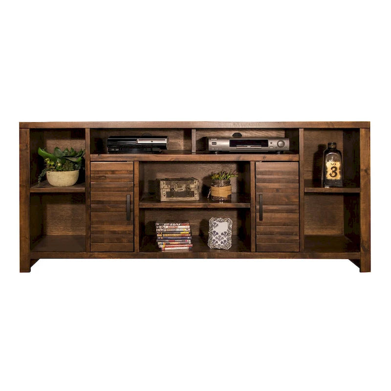 TV Stand Console 74 Inch for TVs up to 85 Inches Whiskey Finish Wood