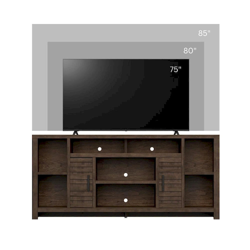 TV Stand Console 74 Inch for TVs up to 85 Inches Whiskey Finish Wood