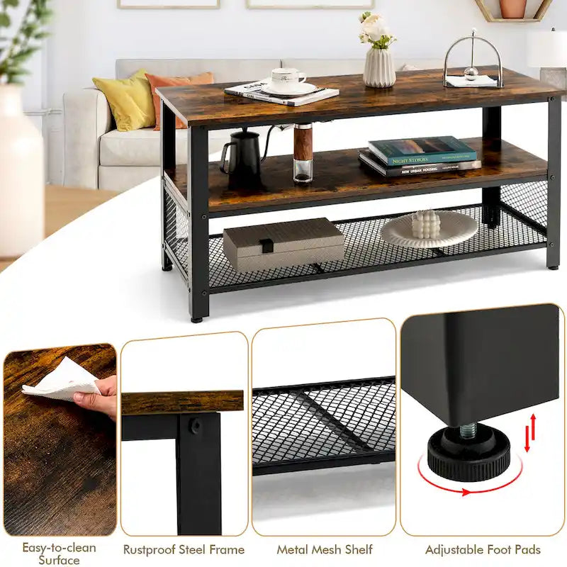 Wood TV Stand up to 50 Inches Entertainment Center w Storage Shelves