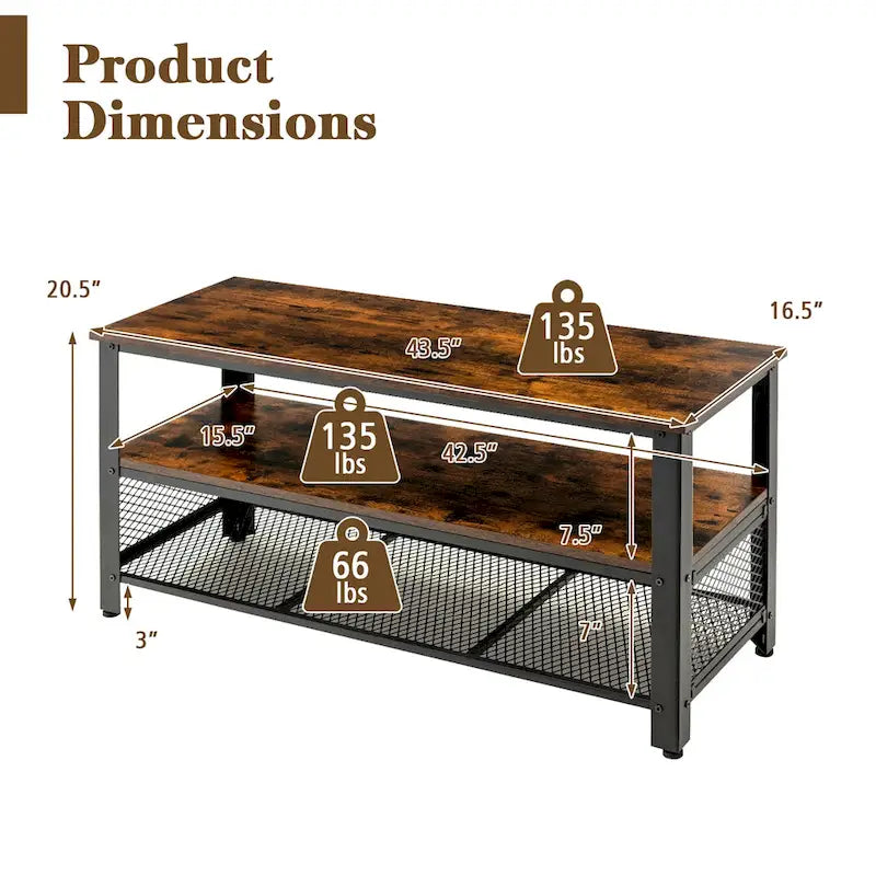 Wood TV Stand up to 50 Inches Entertainment Center w Storage Shelves