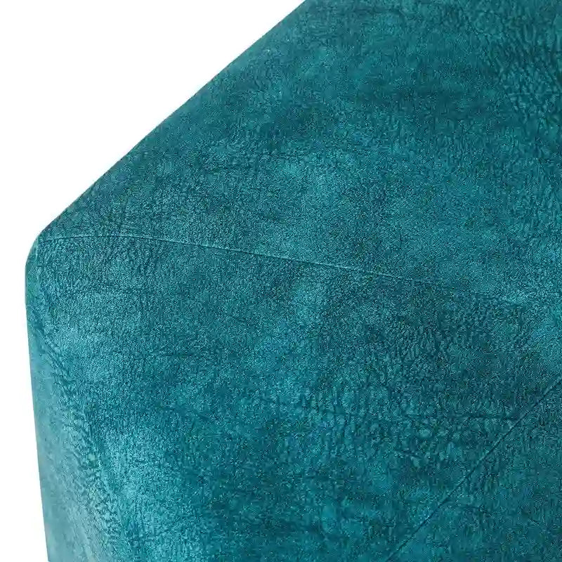 Vanity Stool Hexagon Ottoman Upholstered Footrest Footstool Blue