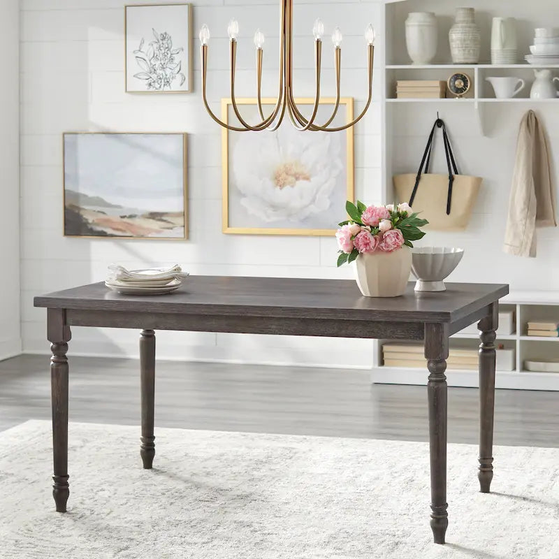 Dining Table with Turned Legs, 29H x 60W x 36D Inches, Three Color Options