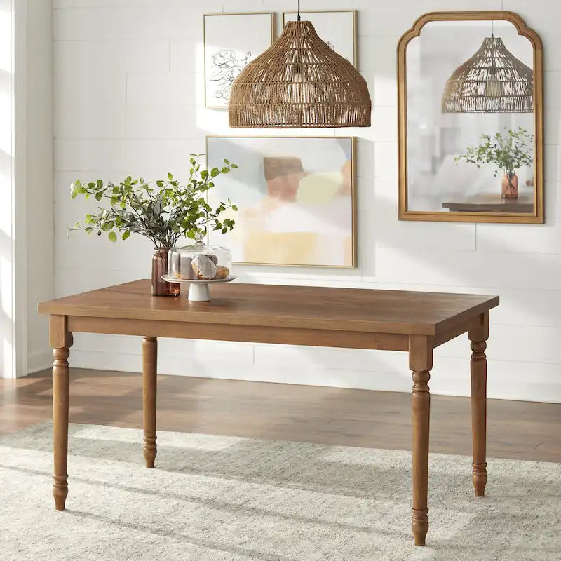 Dining Table with Turned Legs, 29H x 60W x 36D Inches, Three Color Options