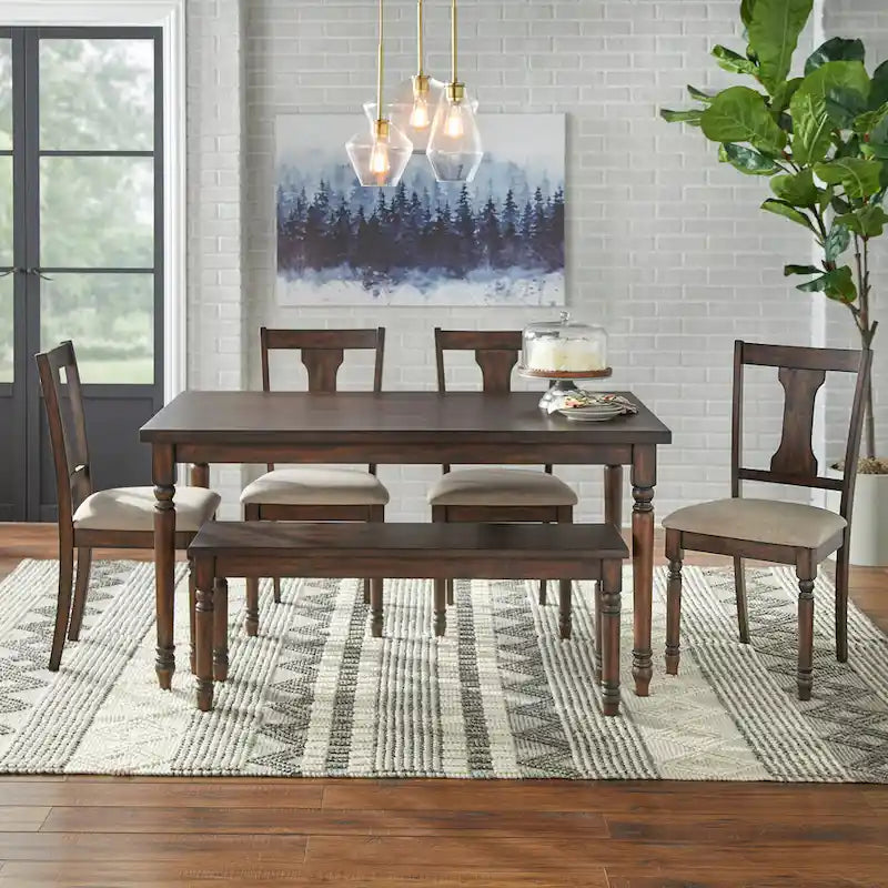 Dining Table with Turned Legs, 29H x 60W x 36D Inches, Three Color Options