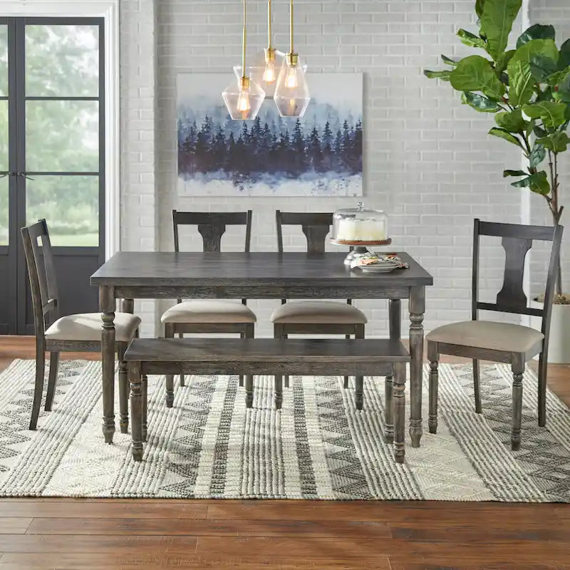 Dining Table with Turned Legs, 29H x 60W x 36D Inches, Three Color Options