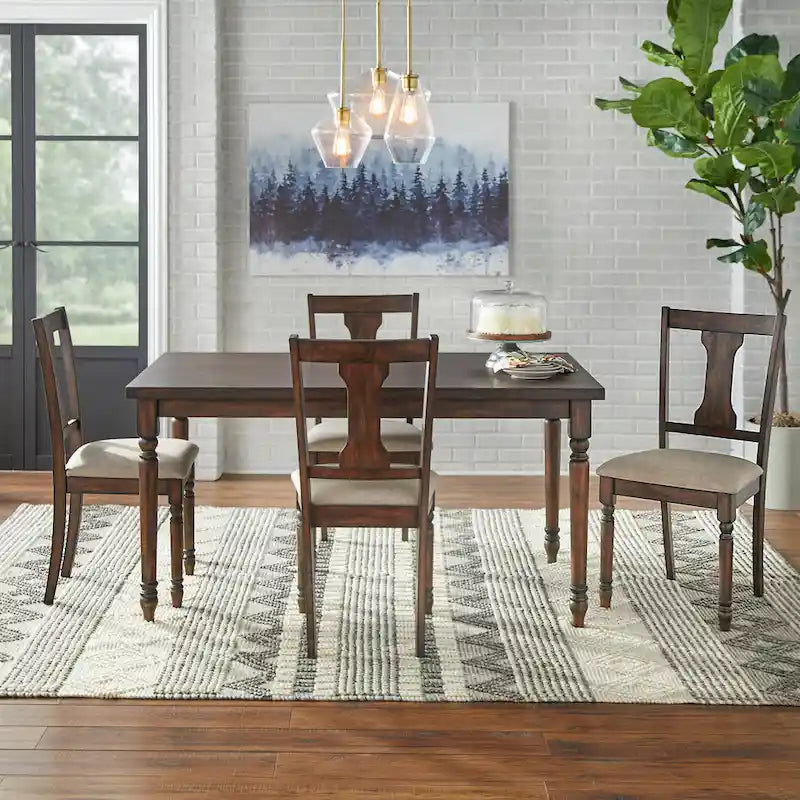 Dining Table with Turned Legs, 29H x 60W x 36D Inches, Three Color Options