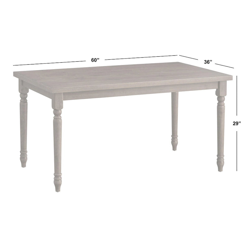 Dining Table with Turned Legs, 29H x 60W x 36D Inches, Three Color Options