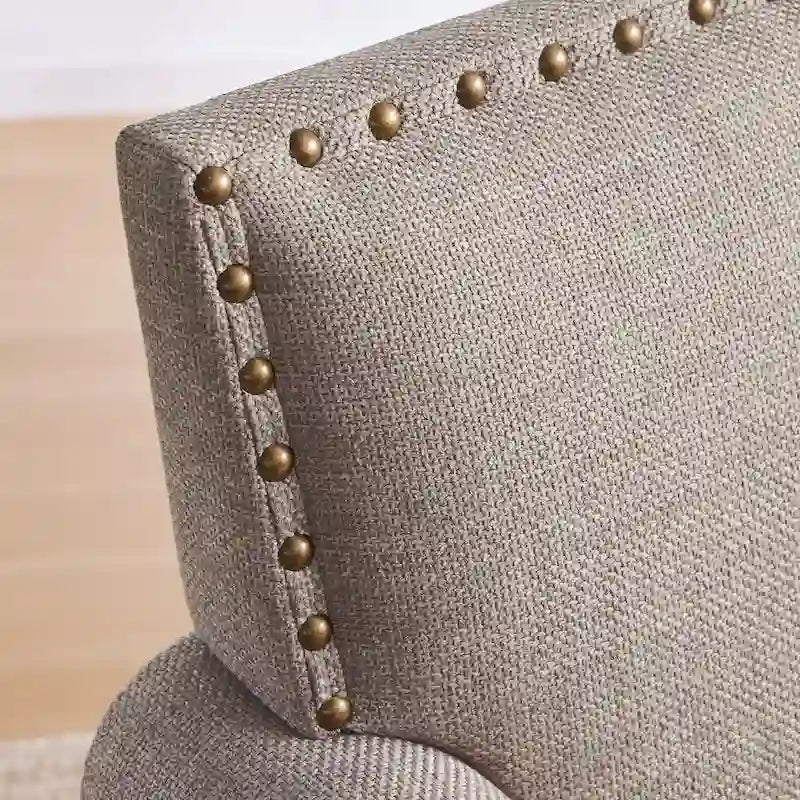 Fabric Loveseat Sofa with Rivet Accent Linen Upholstery