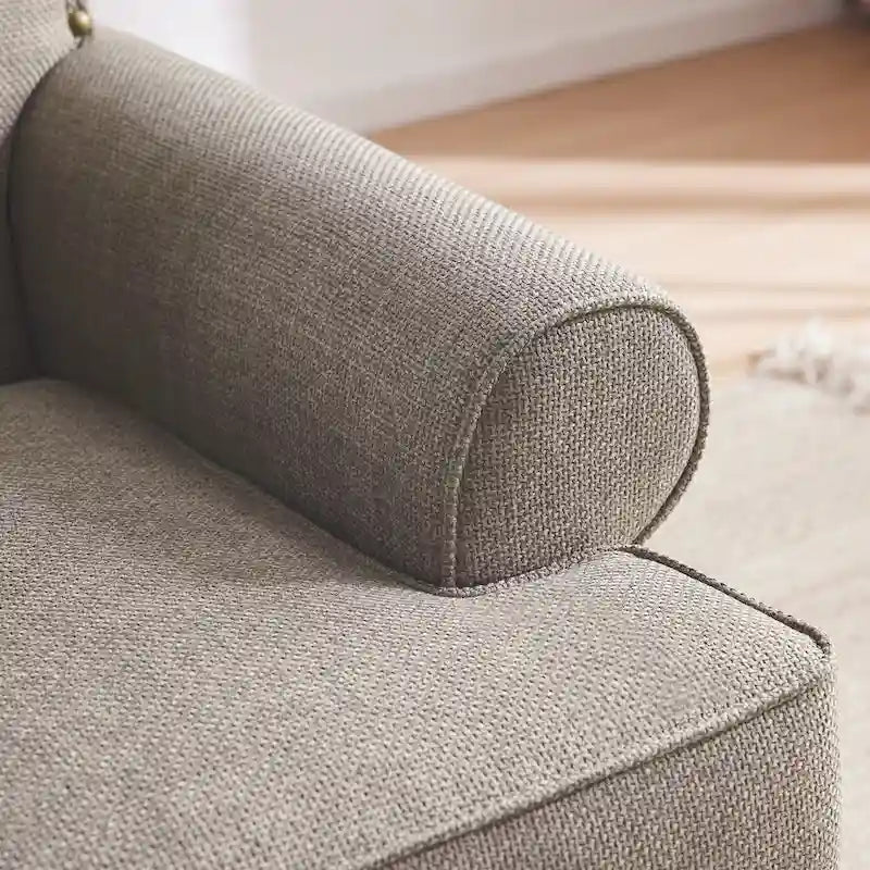 Fabric Loveseat Sofa with Rivet Accent Linen Upholstery