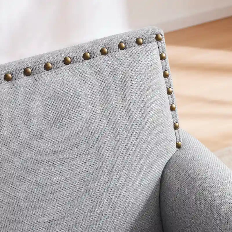 Fabric Loveseat Sofa with Rivet Accent Linen Upholstery