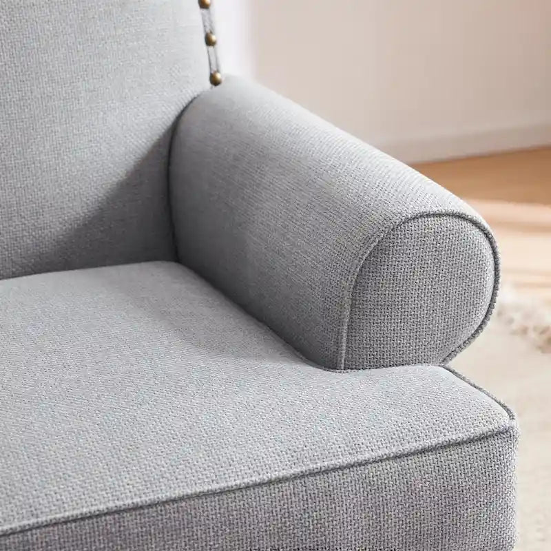 Fabric Loveseat Sofa with Rivet Accent Linen Upholstery