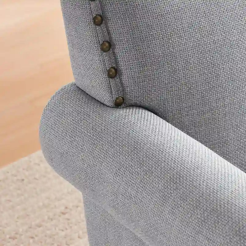 Fabric Loveseat Sofa with Rivet Accent Linen Upholstery