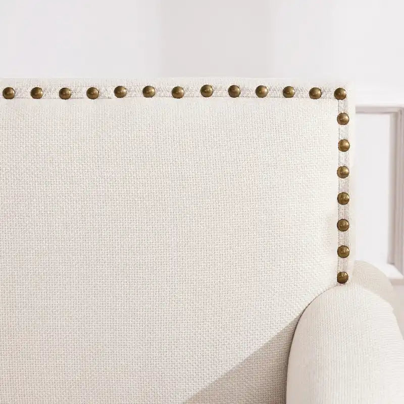 Fabric Loveseat Sofa with Rivet Accent Linen Upholstery