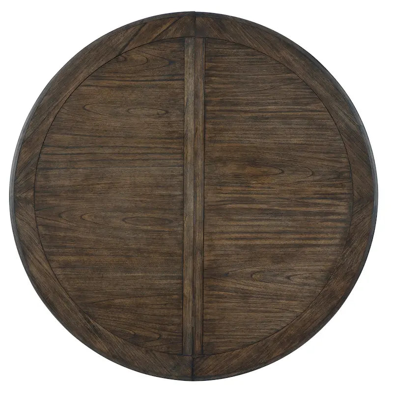 Dark Brown Wood Extendable Round Pedestal Dining Table for 6