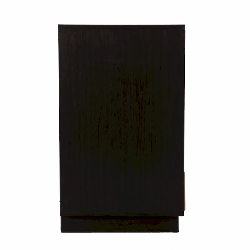 Dark Brown and Natural Carved Floral Leaf Accent Storage Cabinet