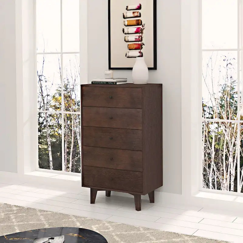 7-Drawer Wood Sideboard Dresser Cabinet with Birch Legs