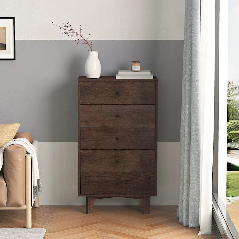 7-Drawer Wood Sideboard Dresser Cabinet with Birch Legs