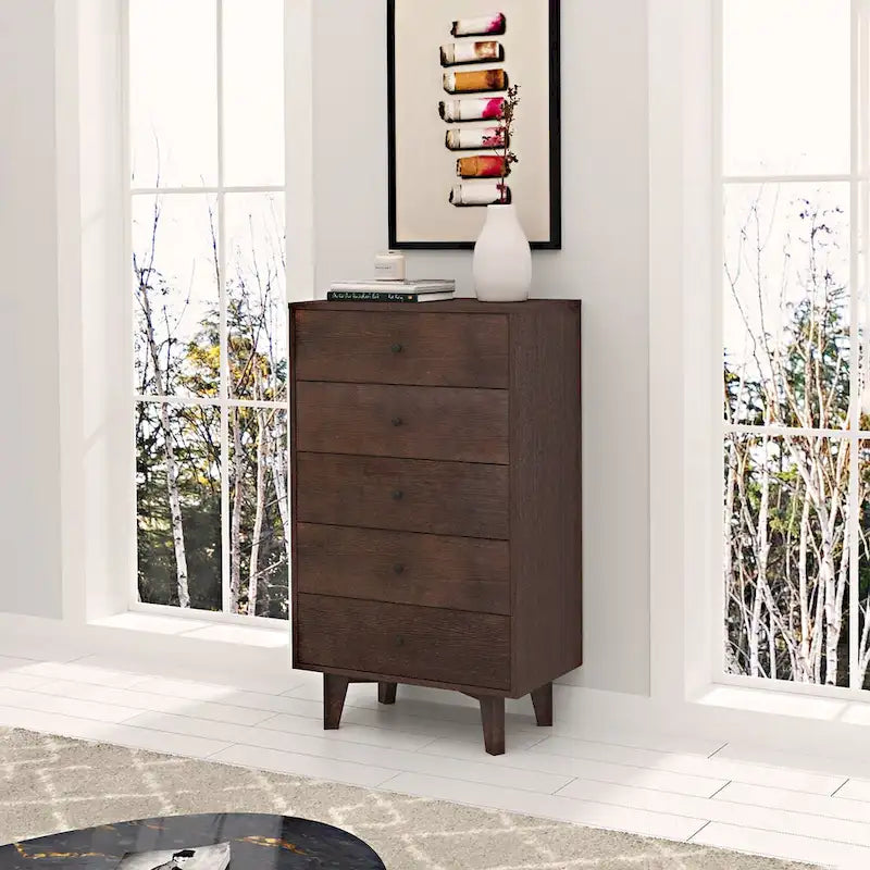 7-Drawer Wood Sideboard Dresser Cabinet with Birch Legs