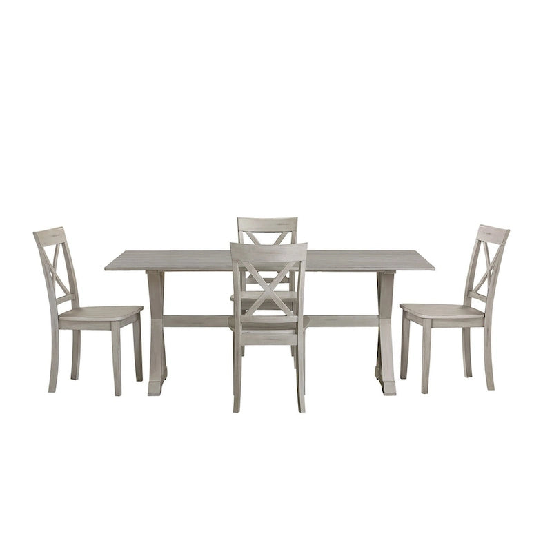 Farmhouse X-Back Dining Table with Trestle Base Antique White