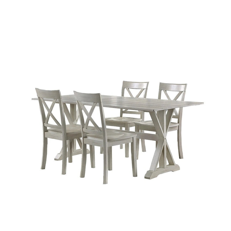 Farmhouse X-Back Dining Table with Trestle Base Antique White