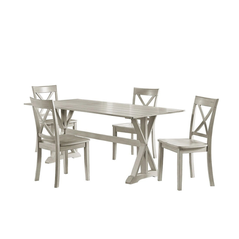 Farmhouse X-Back Dining Table with Trestle Base Antique White