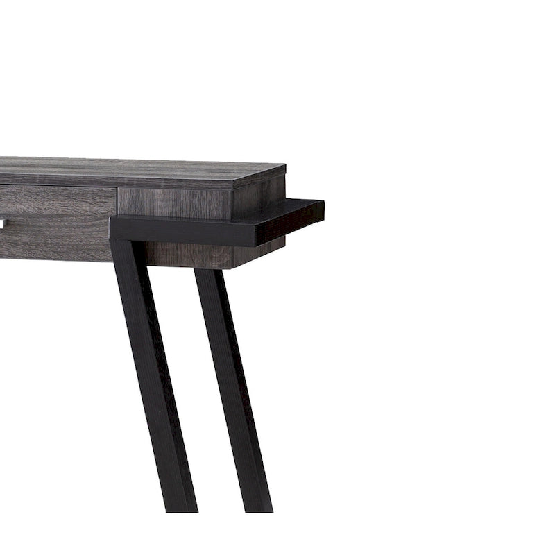 Wooden Console Table with Angled Leg Support and Drawer - Black and Gray