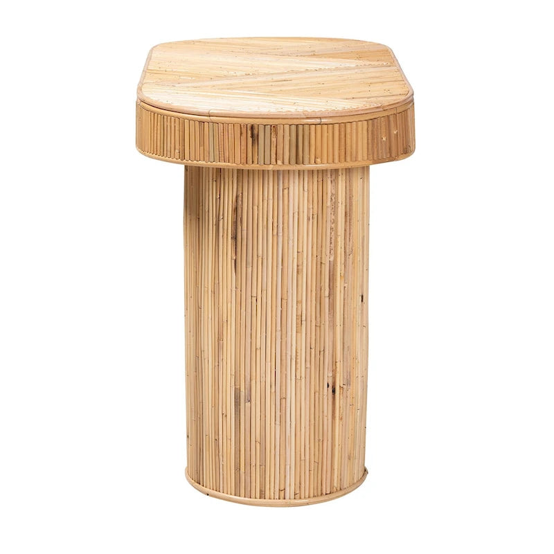 Modern Bohemian Natural Rattan Console Table with Oval Top