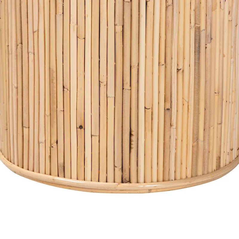 Modern Bohemian Natural Rattan Console Table with Oval Top