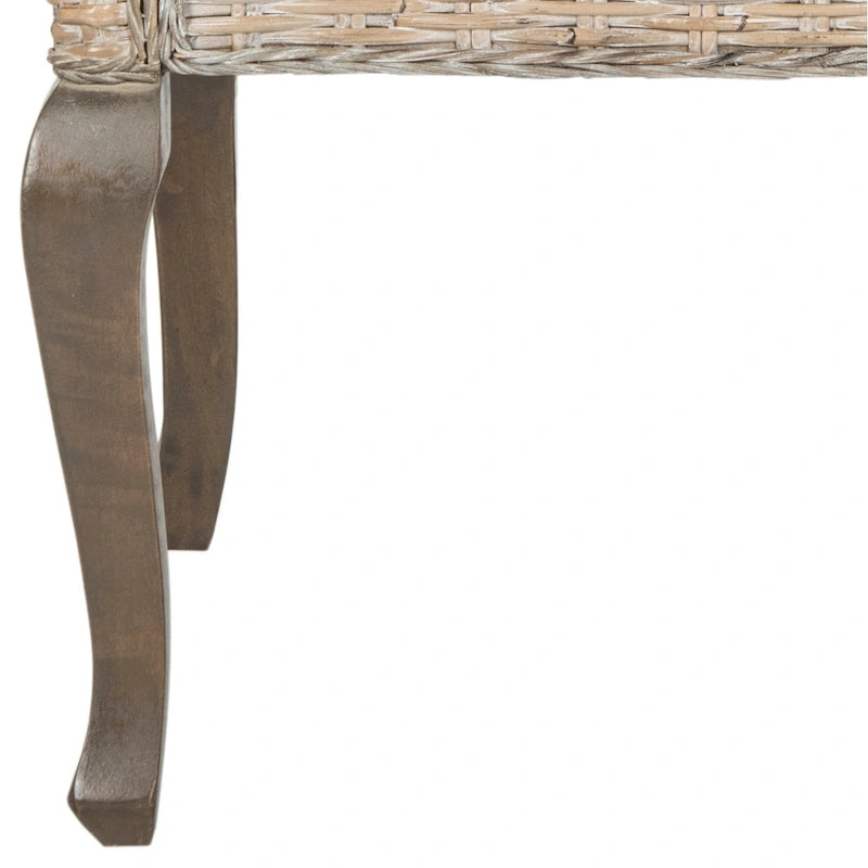 Natural Rattan Woven Dining Chair with Cabriole Hardwood Legs