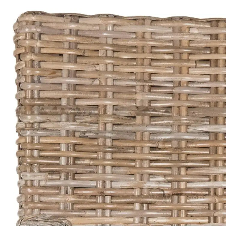 Natural Rattan Woven Dining Chair with Cabriole Hardwood Legs