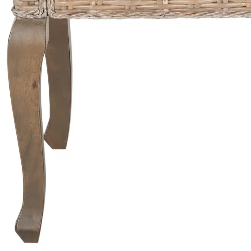 Natural Rattan Woven Dining Chair with Cabriole Hardwood Legs