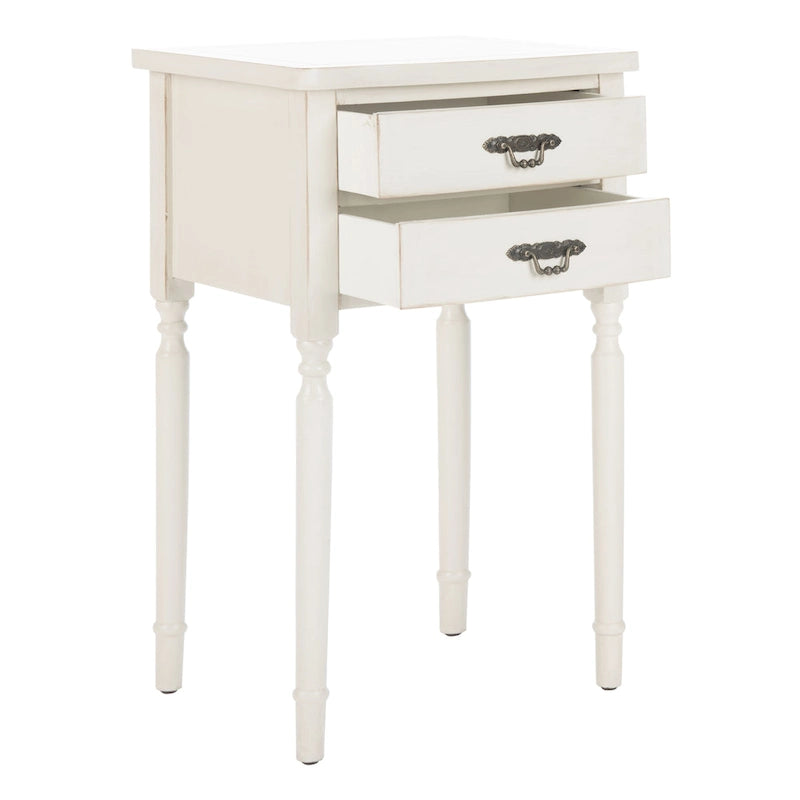 French Country Style End Table with 2 Drawers 18W x 15D x 30H Inch