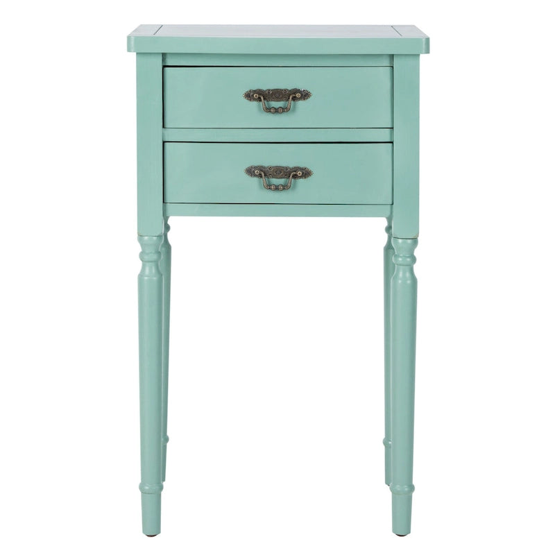 French Country Style End Table with 2 Drawers 18W x 15D x 30H Inch