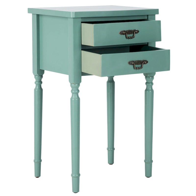 French Country Style End Table with 2 Drawers 18W x 15D x 30H Inch