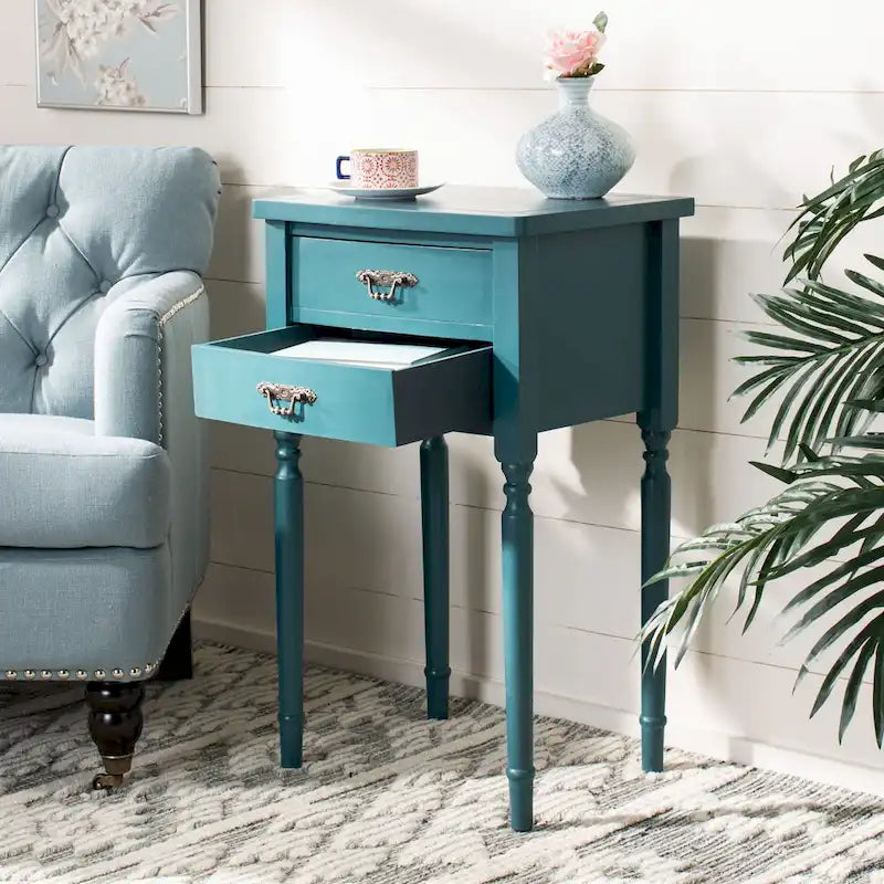 French Country Style End Table with 2 Drawers 18W x 15D x 30H Inch