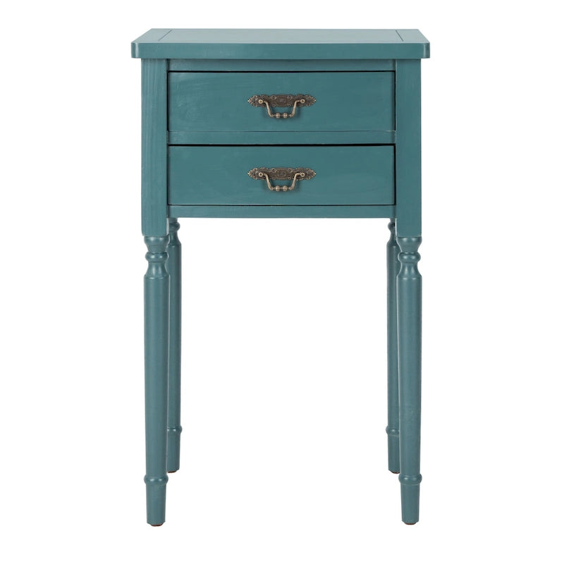 French Country Style End Table with 2 Drawers 18W x 15D x 30H Inch