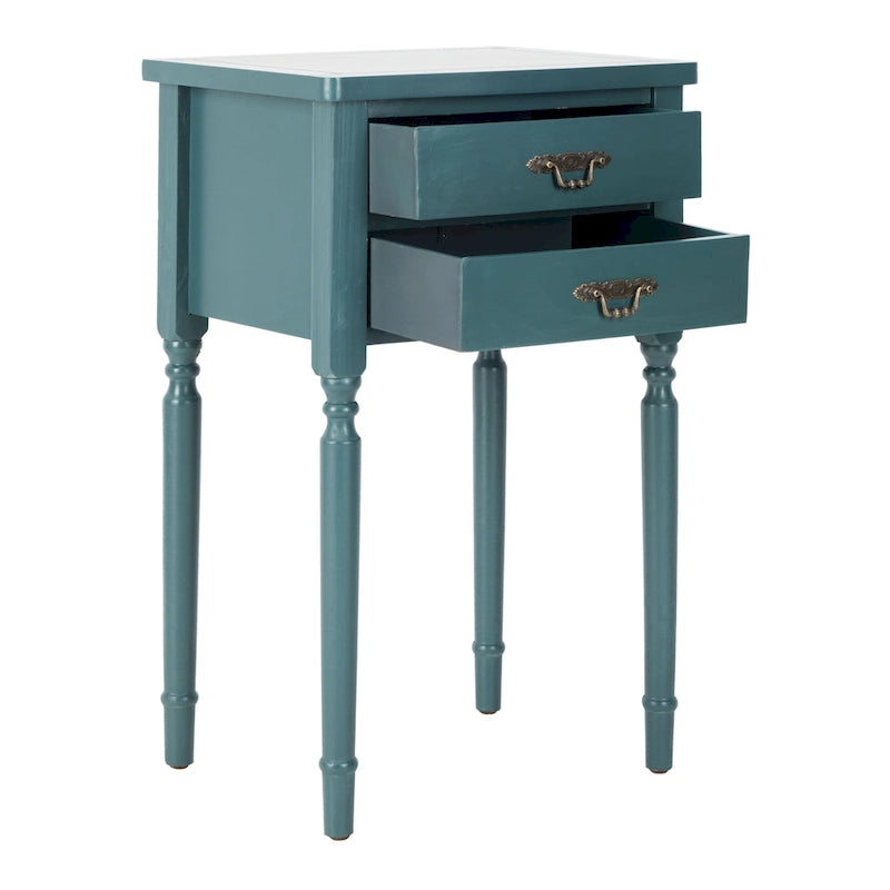 French Country Style End Table with 2 Drawers 18W x 15D x 30H Inch