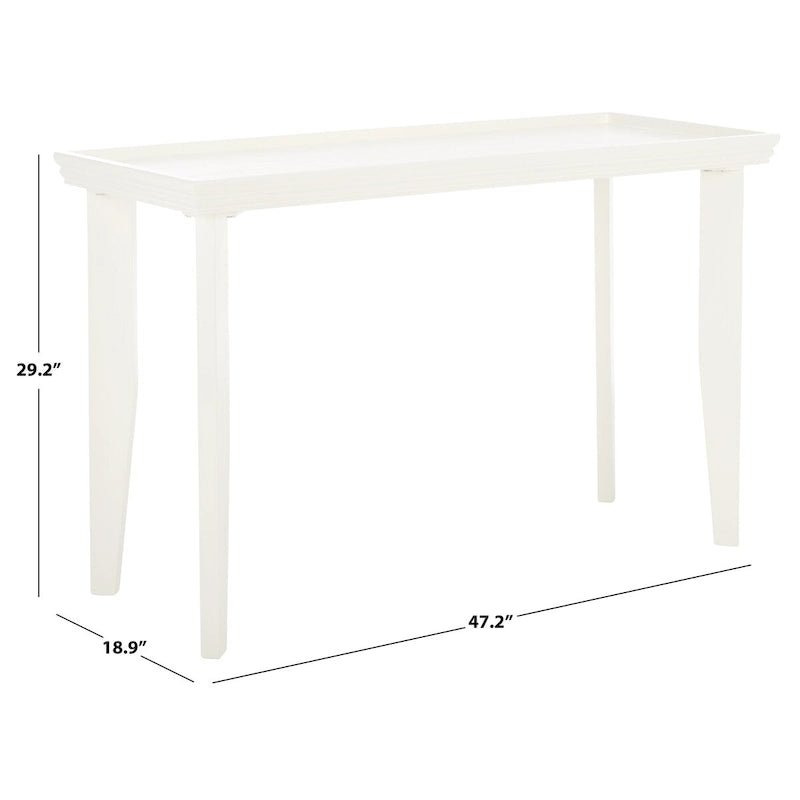 Console Table with Curved Legs and Sunken Tabletop in Natural Wood Finish
