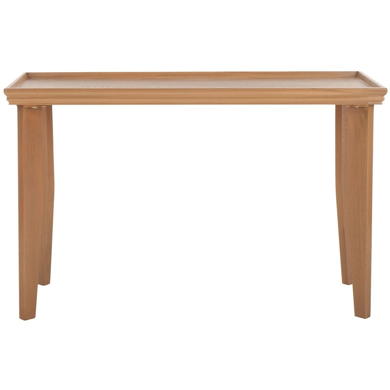 Console en bois naturel avec pieds incurvés et plateau en creux