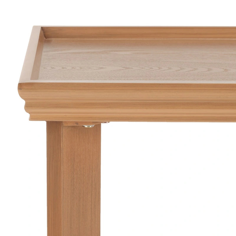 Console en bois naturel avec pieds incurvés et plateau en creux