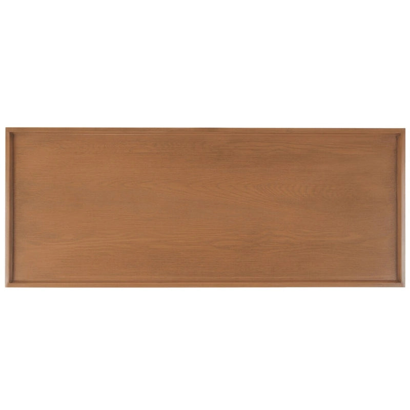 Console en bois naturel avec pieds incurvés et plateau en creux