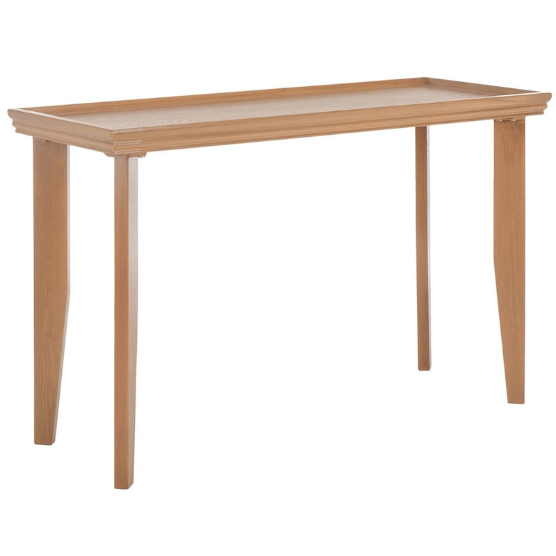 Console en bois naturel avec pieds incurvés et plateau en creux