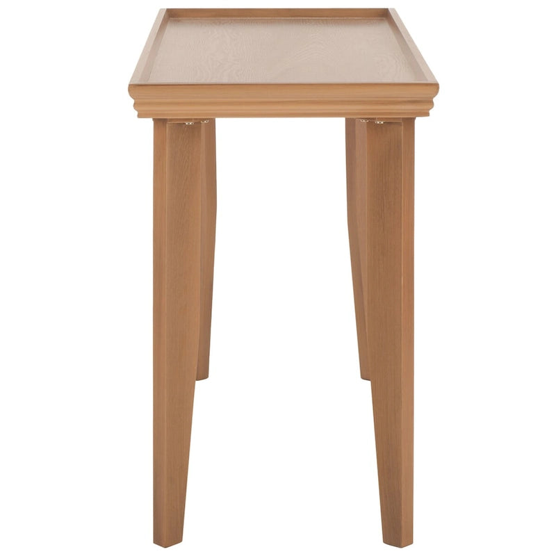 Console en bois naturel avec pieds incurvés et plateau en creux